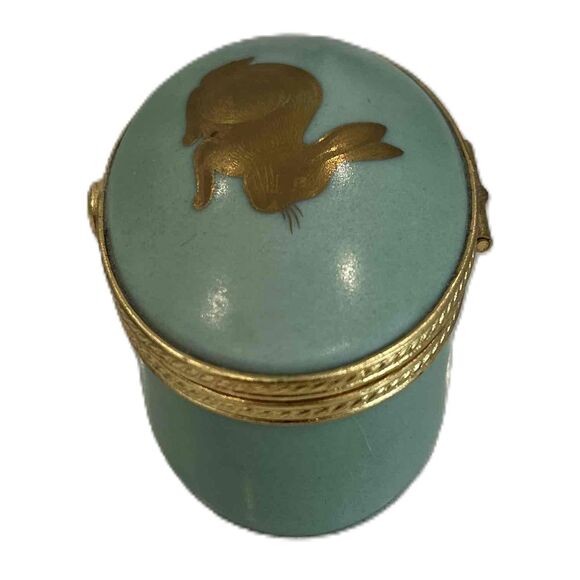 RARE Tiffany & Co Size OS Gold Teal Box Gold-Colored Rabbit Teal Vintage Oval - Picture 4 of 8